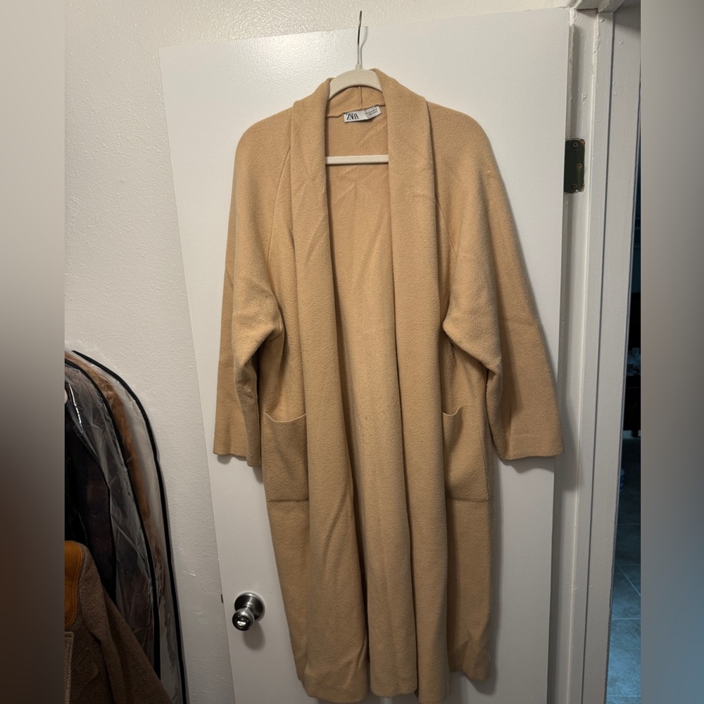Zara Women's Beige Long Cardigan